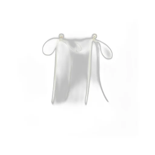 Pearl-Embellished Ribbon Bow Earrings