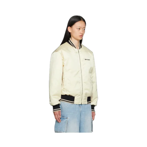 Palm Angels Logo Embroidered Zipped Bomber Jacket