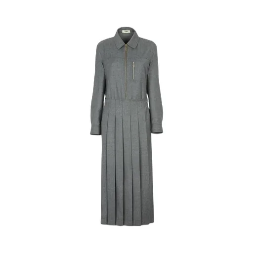 Fendi Long Sleeved Pleated Shirt-Style Jumpsuit