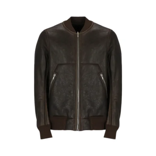 Shearling-Lining Leather Bomber Jacket