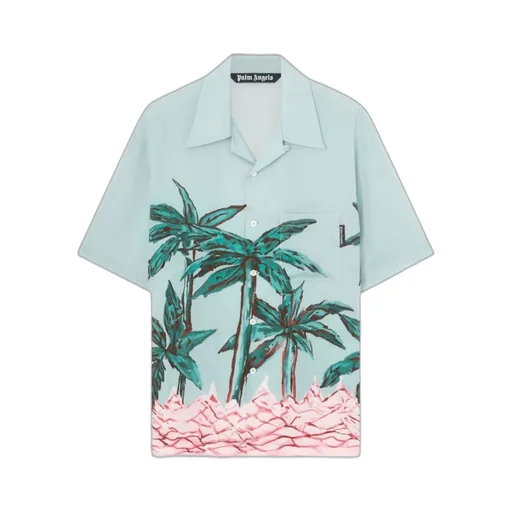 Palm Angels Palm Tree Printed Short-Sleeved Shirt