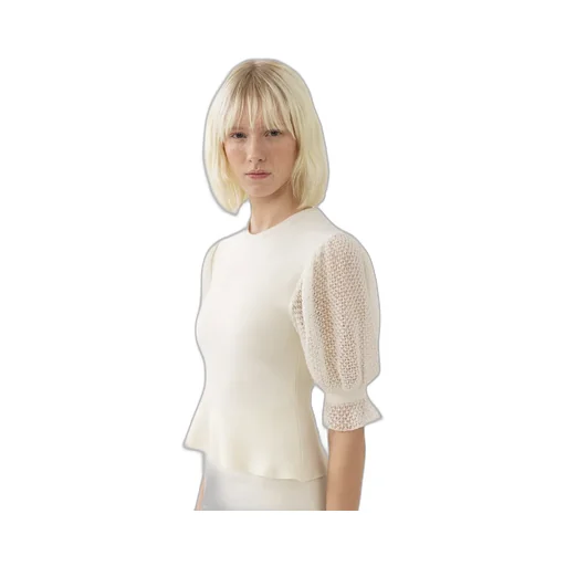 Wool-Blend Lace-Sleeves Top
