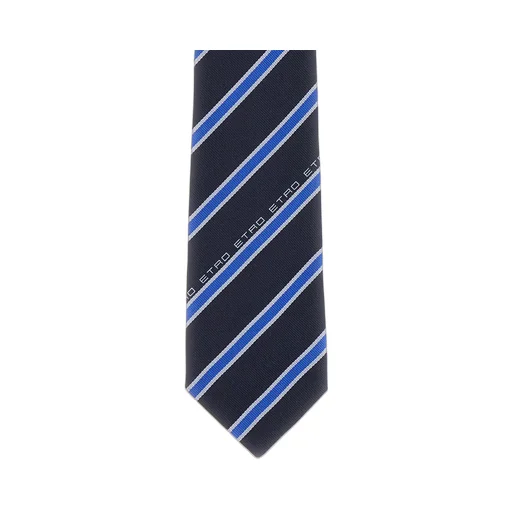 Etro Logo-Printed Pointed Tip Striped Tie