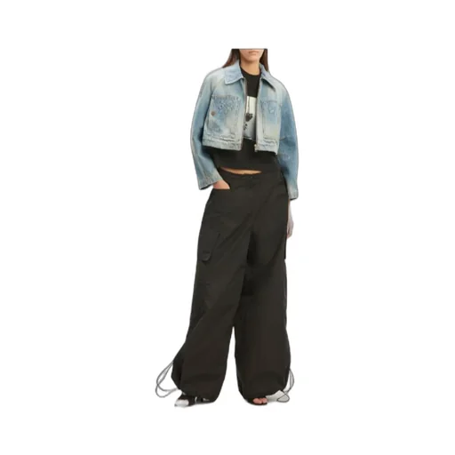 Palm Angels Palm Pattern Cropped Denim Jacket