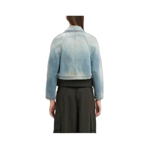 Palm Angels Palm Pattern Cropped Denim Jacket