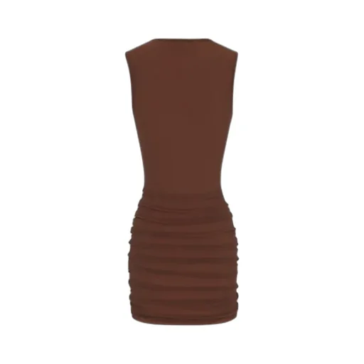 Saint Laurent Crewneck Ruched Detailed Mini Dress