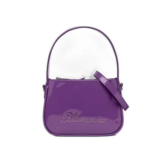 Patent-Finish Rhinestone Tote Bag