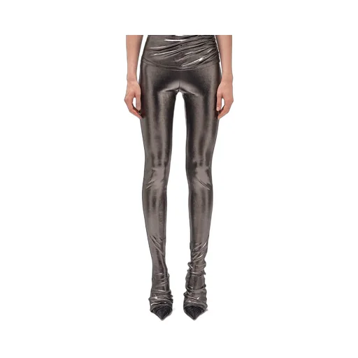 Blumarine Laminated-Finish Puddle-Hem Stretch Leggings
