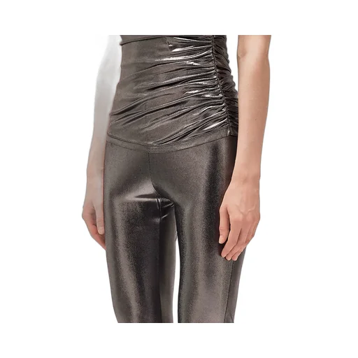 Blumarine Laminated-Finish Puddle-Hem Stretch Leggings