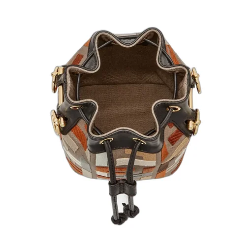 Multicolour Canvas Mini-Bag With Ff Embroidery
