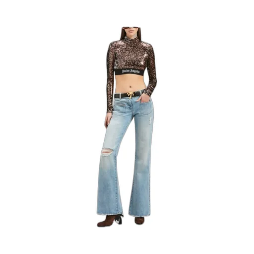 Palm Angels Sequin Embellished Cropped Top