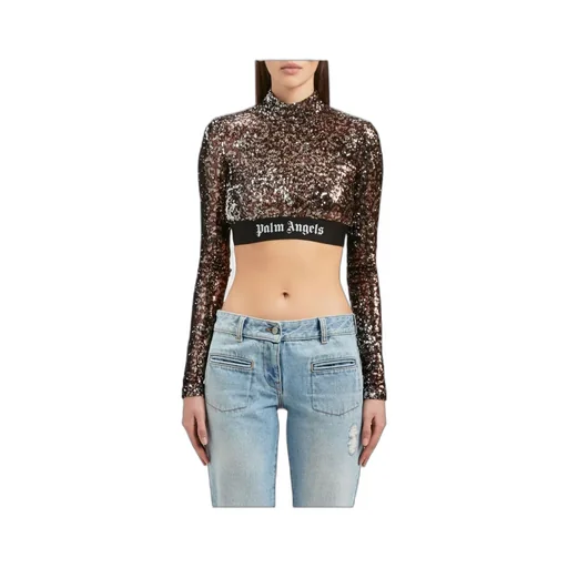 Palm Angels Sequin Embellished Cropped Top