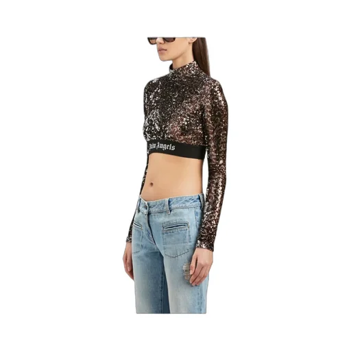 Palm Angels Sequin Embellished Cropped Top