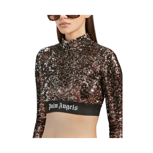 Palm Angels Sequin Embellished Cropped Top