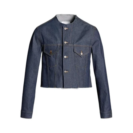 Collarless Denim Jacket