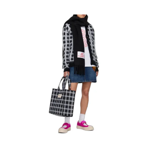 Marni Brushed Check Fuzzy Wuzzy Cardigan