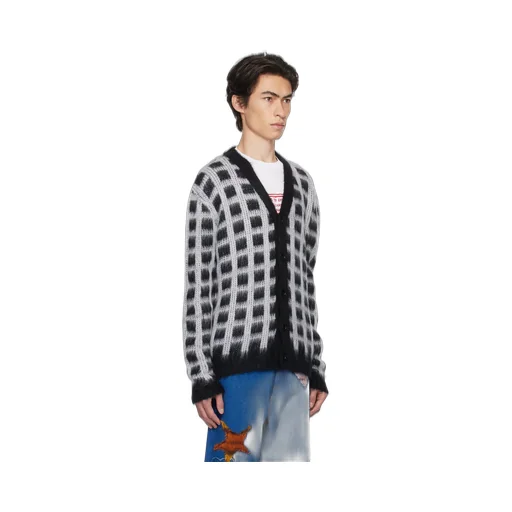 Marni Brushed Check Fuzzy Wuzzy Cardigan