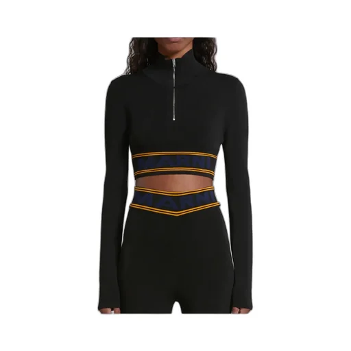 Marni Logo Intarsia-Knit High Neck Cropped Jumper