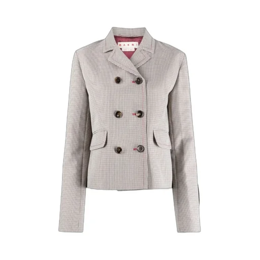 Houndstooth-Pattern Double-Breasted Blazer