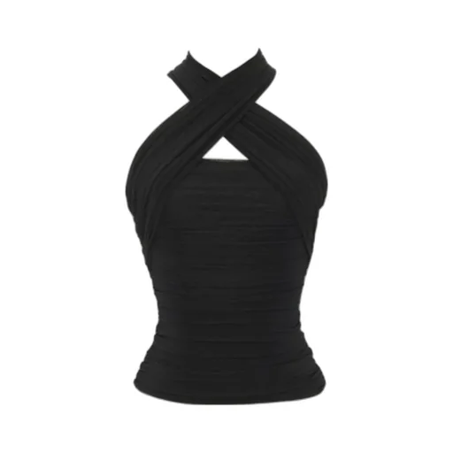 Saint Laurent Halter Ruched Top