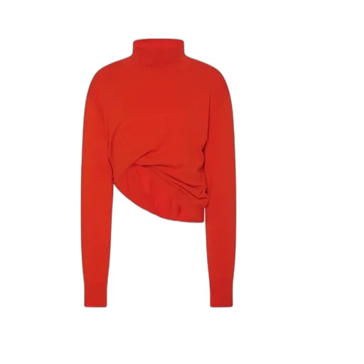 High-Neck Asymmetrical Cashmere Sweater