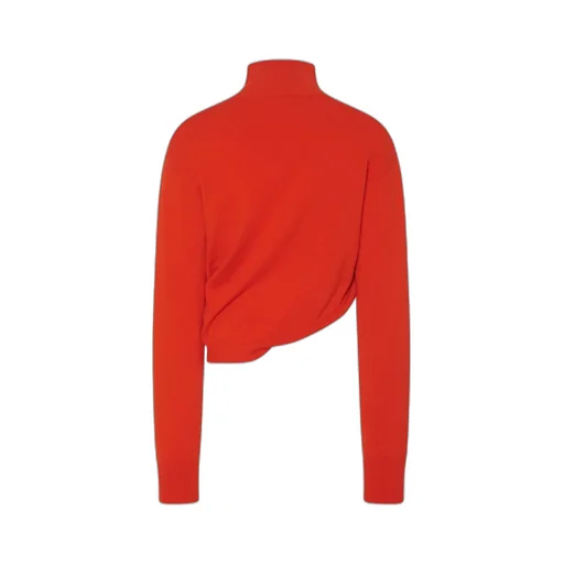 High-Neck Asymmetrical Cashmere Sweater