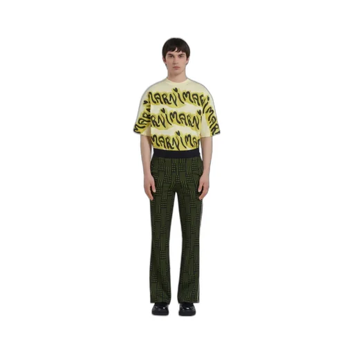 Geometric-Print Slim-Cut Trousers
