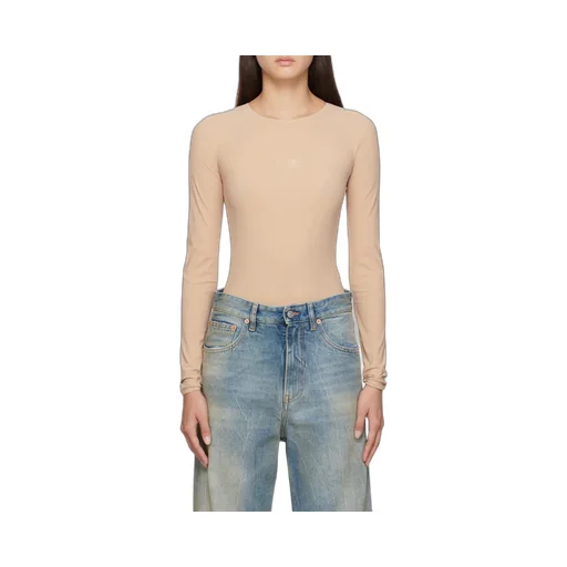 Mm6 Maison Margiela Logo Printed Crewneck Bodysuit