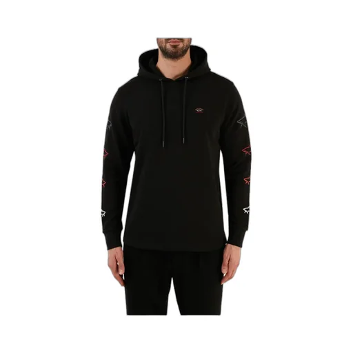Logo-Embroidered Shark Print Hoodie