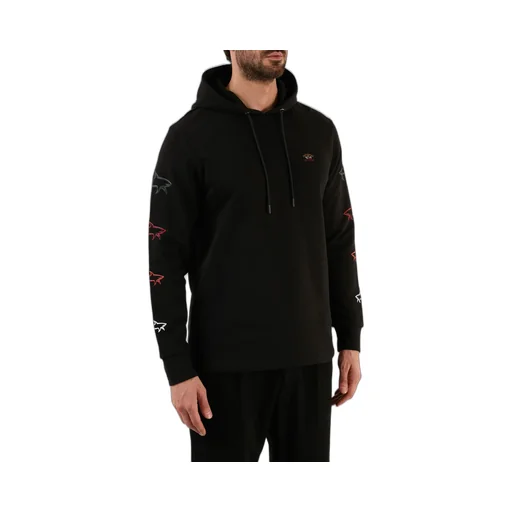 Logo-Embroidered Shark Print Hoodie