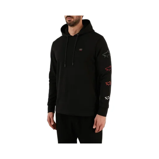 Logo-Embroidered Shark Print Hoodie