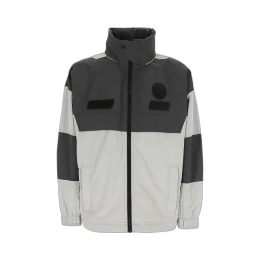 Logo-Patch Colour-Block Hooded Jacket