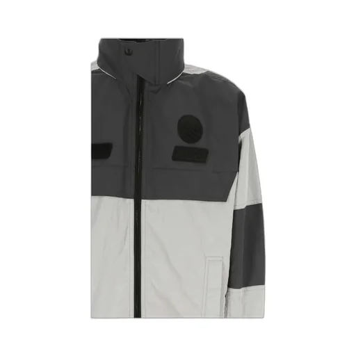 Logo-Patch Colour-Block Hooded Jacket