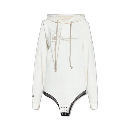Rick Owens X Champion Logo Embroidered Drawstring Hooded Bodysuit