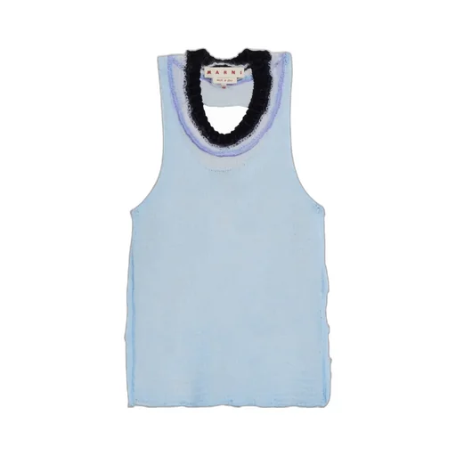 Light Blue Wool-Cashmere Top With Cutout