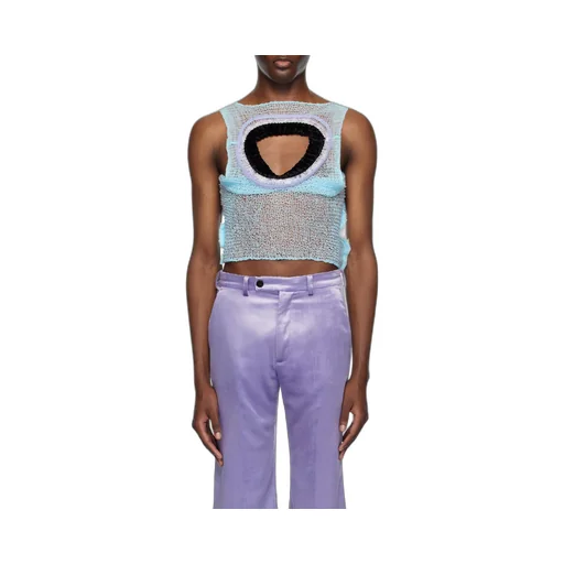 Light Blue Wool-Cashmere Top With Cutout