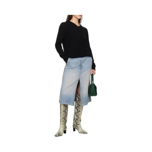 Khaite Charlene Slit Detailed Denim Skirt