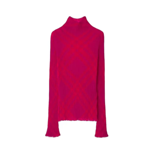 Burberry Plaid-Check High-Neck Ribbed-Knit Jumper