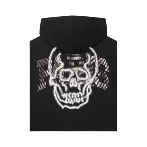 Paris Skull Hoodie In Felpa With Rhinestones