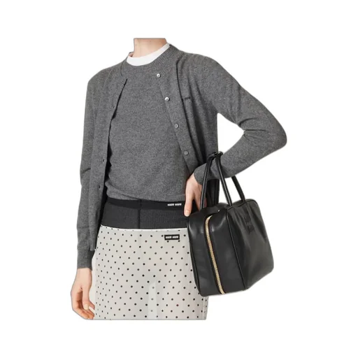 Miu Miu Logo Intarsia Knitted Short-Sleeved Pullover