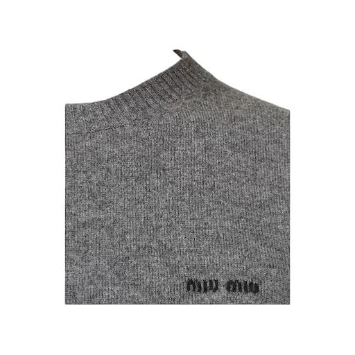 Miu Miu Logo Intarsia Knitted Short-Sleeved Pullover
