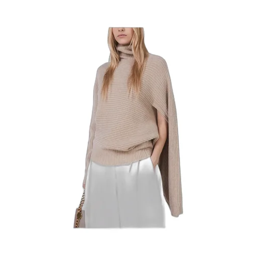 Stella Mccartney Roll-Neck Rib-Knit Cape Jumper