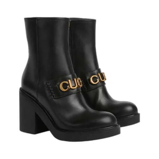 Logo-Plaque Leather Boots