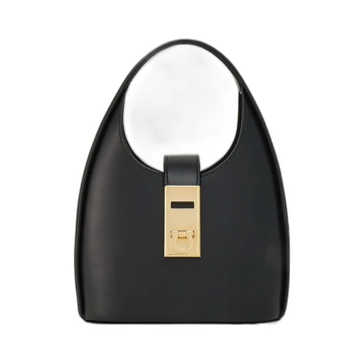 Salvatore Ferragamo Gancini-Buckle Logo-Engraved Mini Hobo Bag