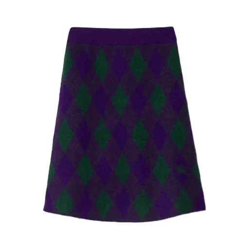Burberry Argyle Jacquard A-Line Skirt