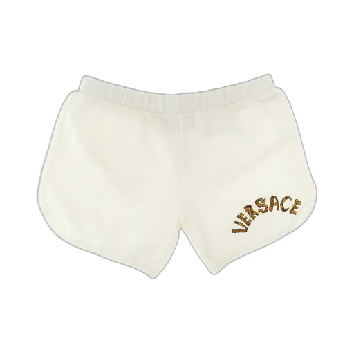 Versace Kids Logo-Embroidered Elasticated Waistband Mini Shorts