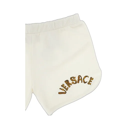 Versace Kids Logo-Embroidered Elasticated Waistband Mini Shorts