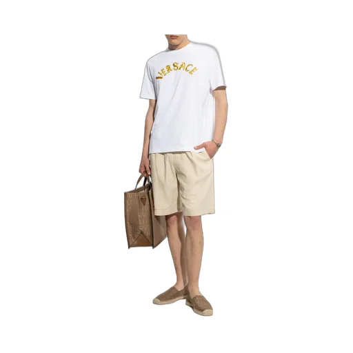 Versace Seashell Baroque Logo Embroidered Crewneck T-Shirt