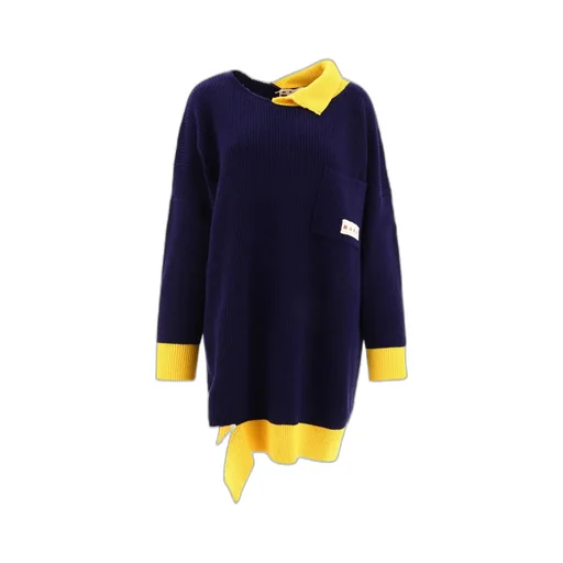 Marni Color-Block Logo Patch Knitted Dress