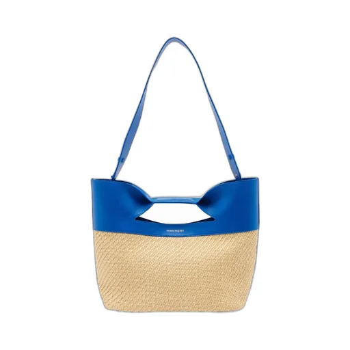 Alexander Mcqueen Wovem Small Bow Top Handle Bag